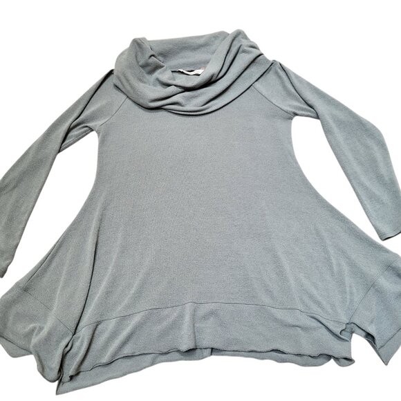 Soft Surroundings Green Cowl Neck Sweater Asymmetrical Hem Womens Size Small - Picture 1 of 8